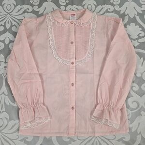 Vtg Jcpenney Victorian Blouse Lace Ruffle Western Prairie Lolita Shirt USA XS